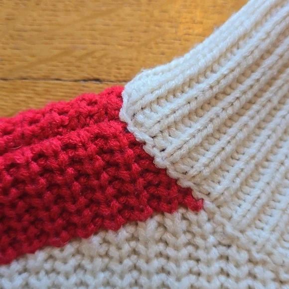 Sanctuary, Mock Neck Sweater, Ivory/Red/Black, EUC, Women's L​ - Picture 5 of 10